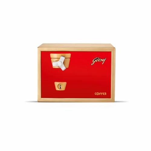 Premium Coffer V1 Red Home Locker - 25.4x36.2x33.7 cm, 22 Liter, Manual Lock | Golden Red, Rectangular, Jewellery Office Use