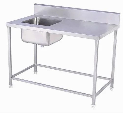 Silver Stainless Steel Single Bowl Kitchen Sink Unit - Stainless Steel, Rectangular, Undermount, Glossy Finish | Silver Color, Kitchen Use