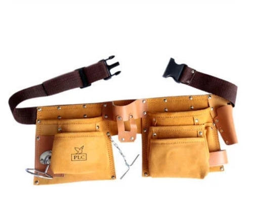 7 Pocket Leather Carpenter Tool Belt - Color: Brown