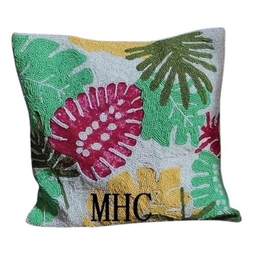 Beaded Leaves Cushion Cover