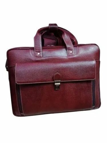 Brown Color Leather Messenger Bag - Genuine Leather, 15.6 Inch, Brown | Zipper Closure, Polished Surface, Office Use