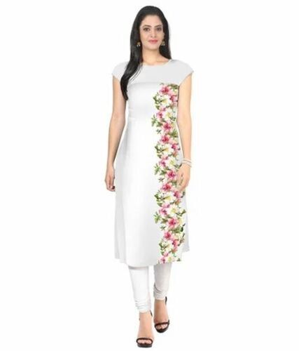 Designer White Floral Kurti