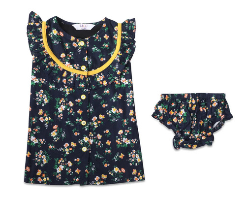 Kids Ruffle Collar Dress With Bloomer