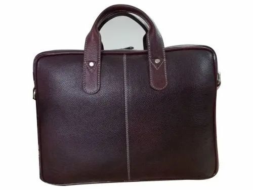 Leather Plain Executive Laptop Bag - Color: Brown
