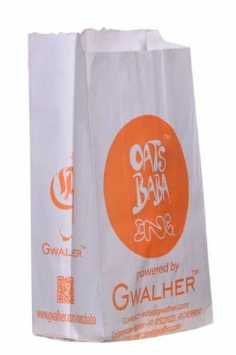 Logo Printed Bleech Paper Pouch - 8x12 Inches, White, 60 GSM | Flexographic Print, Glossy, Biodegradable, Moisture Proof, Recyclable, Shock Resistant