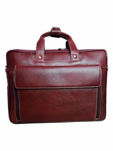 Men Leather Laptop Bag - Genuine Leather, 15.6 Inch, Brown | Shoulder Bag, Zipper Closure, Water Resistant