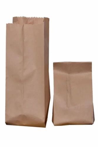 Plain Brown Paper Pouch - 60 GSM Paper, 3kg Capacity, Matte Finish, Biodegradable, Moisture Proof, Recyclable
