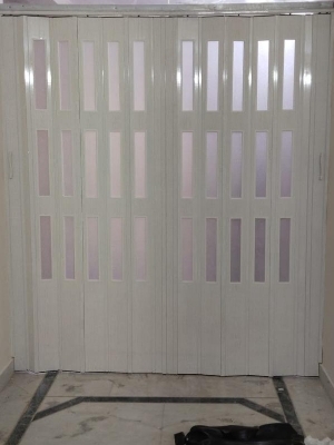 Pvc Folding Door - Color: White And Brown