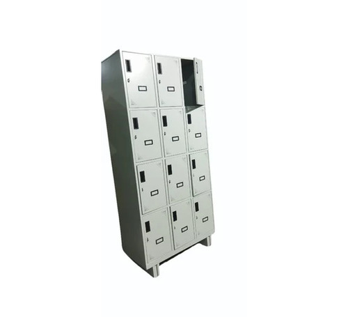 12 Door Industrial Staff Locker - 0.8 mm Steel, 450 mm Depth, Grey/Brown, Pad Lock, Perforated Ventilation