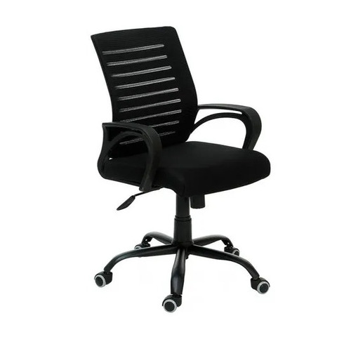 Black Boom Mesh Office Chair - Nylon Mid-Back, Center Tilt Mechanism, Black | Durable, Easy to Clean, Skin Friendly, Polished Finish