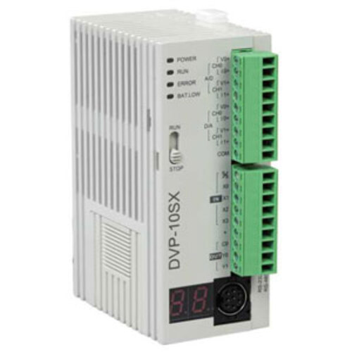 DVP10SX11R MPU With 4 DI 2 DO (R) 2 AI 2 AO - Off White, 24 V DC, Panel Mount | 4 Digital Inputs, 2 Relay Outputs, 2 Analog Inputs, 2 Analog Outputs, Single Phase, 50/60 Hz