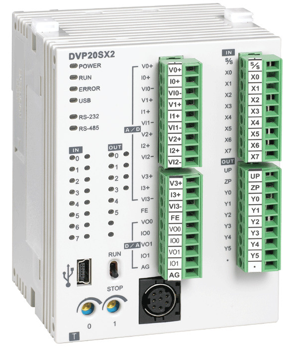 DVP20SX211S MPU With 8 DI 6 DO (S) 4 AI 2 AO - White, 24 V DC, Panel Mount | High-Speed Processing, Industrial Reliability, Flexible PLC Programming