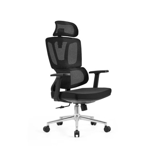 Ergonomic Mesh High Back Executive Office Chair - Fabric Seat, Black, Adjustable Arms | Durable, Easy to Clean, Skin Friendly, No Assembly Required
