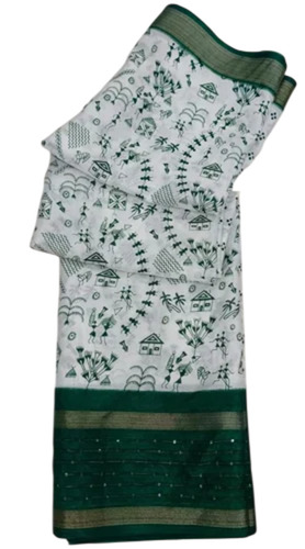 Green Printed Cotton Ladies Saree