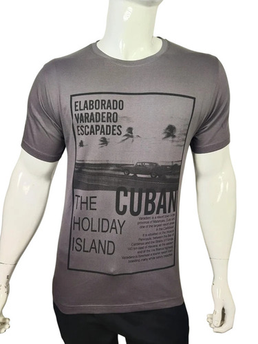 Grey Printed Cotton Men T Shirt - 180 GSM, Regular Fit, Hand Wash, Grey | O-Neck Collar, Half Sleeves, Comfortable