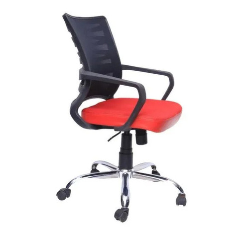 Kabel Mesh Back Office Chair - Nylon Mid-Back, Center Tilt, Red Black | Durable, Easy to Clean, Skin Friendly