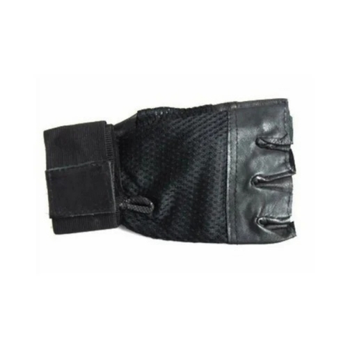 Men Half Finger Faux Leather Gloves 