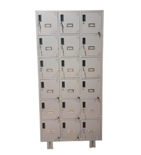 Mild Steel Industrial Staff Locker - 18 Lockers 450mm Depth Grey Pad Lock