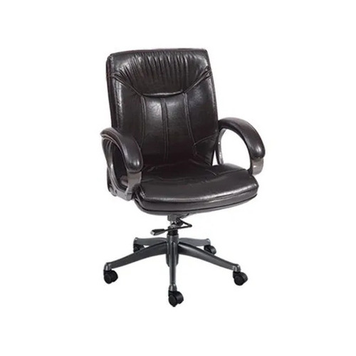 SF-110 Black Leatherette Director Chair - Mid Back, 5 Wheels, Adjustable Armrest | Durable, Easy to Clean, Eco-Friendly, Skin Friendly