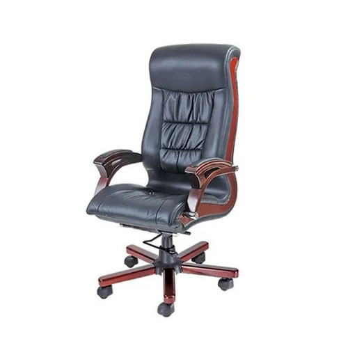 Sf-119 Black Leatherette Director Chair - Mid Back, Adjustable Armrest, 5 Wheels | Durable, Easy To Clean, Eco-friendly, Skin Friendly