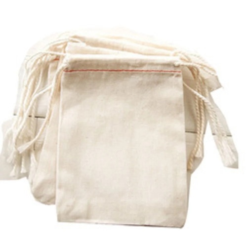 Stitched Cotton Fabric Pouch - Cotton Brown Drawstring Closure | Storing Cosmetics Stationery Small Accessories