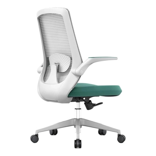 Workstation Office Chair - Metal Base, Mesh Upholstery, Mid Back, Nylon Castors, Class 4 Gas Lift, Green Black White | Durable, Easy to Clean, Skin Friendly, Polished Finish, No Assembly Required
