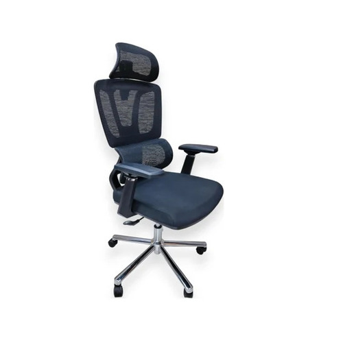 Adjustable Arm Mesh Office Chair - Mesh Upholstery, Fabric Seat, Black Grey, No Assembly Required, Durable Skin Friendly