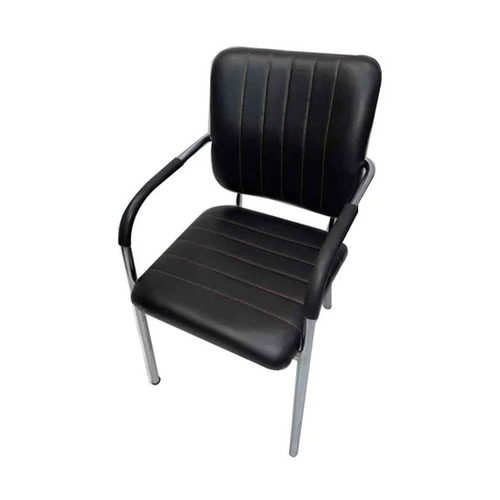 Black Fixed Arm Leather Office Chairs