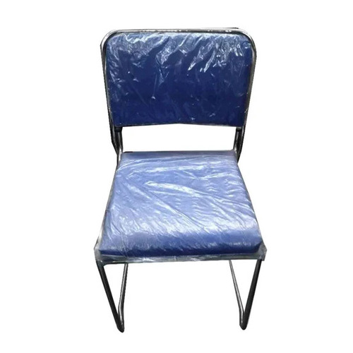 Blue Stainless Steel Banquet Chairs - Stainless Steel Frame, Rexine Seat, Polished Square Surface | Durable, Eco-Friendly, Modern Hotel Banquet Seating