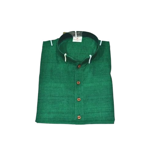 Dark Green Men Cotton Kurta - Full Sleeve, Summer, Size M | Anti Wrinkle, Washable, No Fade, Comfortable