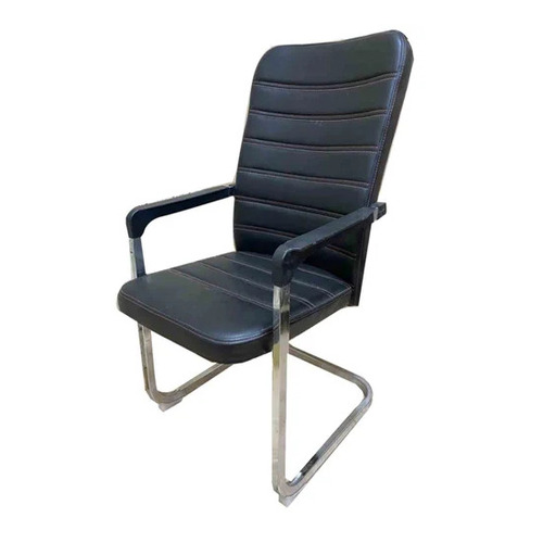 Fixed Arms Leather Office Chairs - Leather, Black, High Back, Non Foldable | Durable, Easy To Clean, Skin Friendly, Polished Finish