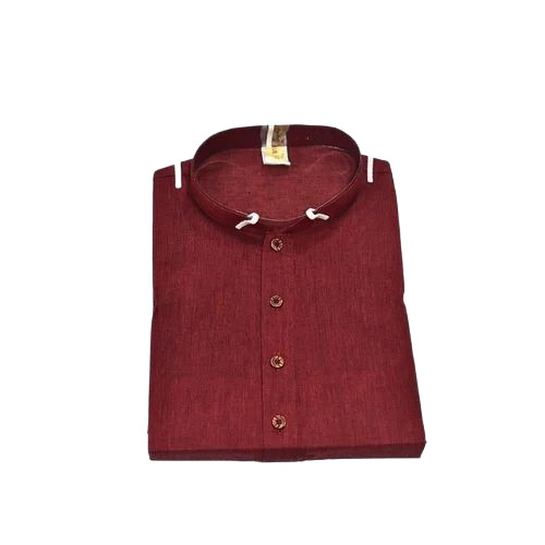 Maroon Men Plain Kurta - Cotton, Size M, Maroon, Long Sleeves | Anti Wrinkle, No Fade, Washable