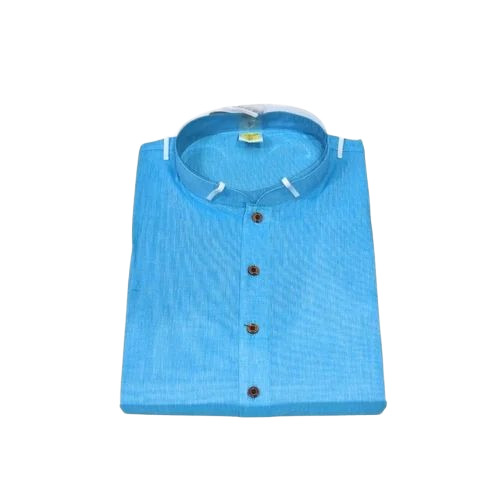 Men Blue Plain Cotton Kurta