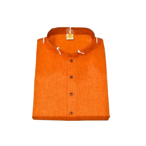 Orange Men Plain Kurta