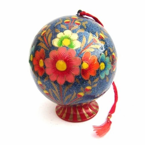 Paper Mache Blue Ball - Kraft Paper, Round, Multicolor | Handmade, Fancy Decorative Box