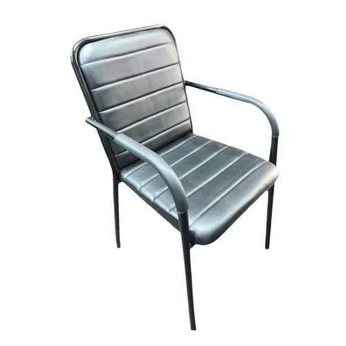 PU Leather Office Chairs - Stainless Steel Frame, 19x18 Inches, Black/Grey, Mid Back, Fixed Arm, Durable & Easy to Clean