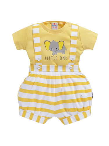 Baby Yellow Half Sleeve Romper - Cotton 180 GSM, 3-6 Months, Yellow | Breathable, Comfortable, Washable