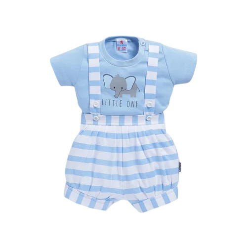 Blue Baby Half Sleeve Romper - Cotton 180 GSM, Blue, Short Sleeve Snap Button | Breathable, Comfortable, Washable