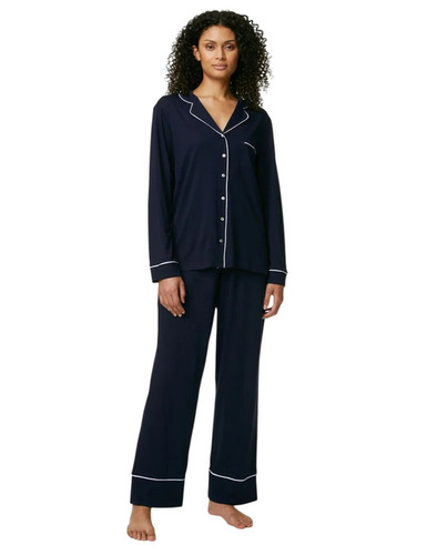 Blue Womens Pyjama Set - Cotton Lycra, Size M, Blue | Comfortable Full Sleeve Night Suit