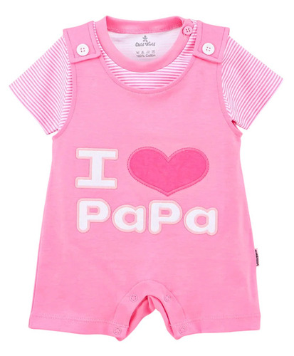 Cotton Half Romper - Cotton, 0-12 Months, Pink, O-neck | Breathable, Comfortable, Washable, Printed Pattern