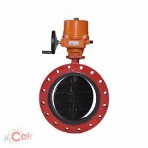Electric Butterfly Valve - Cast Iron, 10 Inch, Red, Manual Operation | Water, Industrial Use