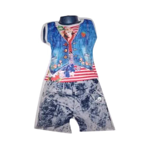 Kids Girls T Shirt And Shorts With Jacket - Cotton Sizes 16-34 Multicolor | Breathable Washable Printed Sleeveless