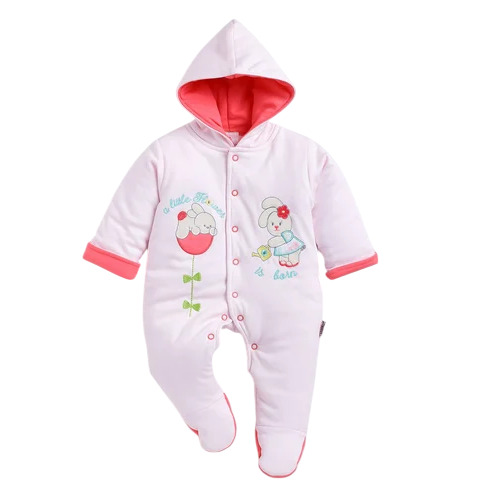 Kids Light Pink Polywool Romper - Woolen, Winter, Light Pink | Breathable, Comfortable, Washable, Full Sleeves