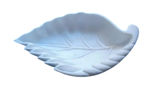 Marble Leaf Shape Fruit Bowl - Natural Marble, Standard & Custom Size, White | Elegant Leaf Design, Polished Surface, Durable