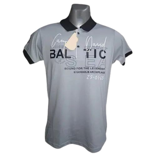 Mens Collar Neck Printed Cotton T Shirt