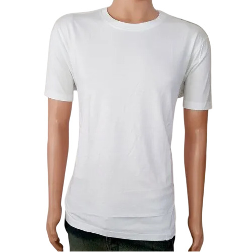 Mens White Plain T-Shirt
