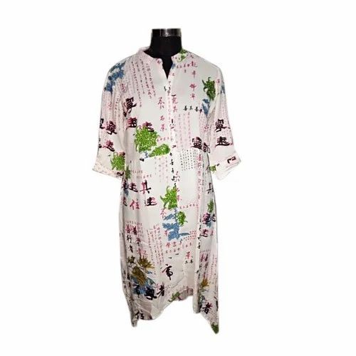 Printed Casual Cotton Kurti - Multi Color, 3-4th Sleeve, Various Sizes | Breathable, Anti UV, Quick Dry, Comfortable Fit