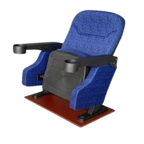 01 Blue Auditorium Chairs - Plastic, Customize Size, Brown | Push Back Without Armrest or Writing Pad