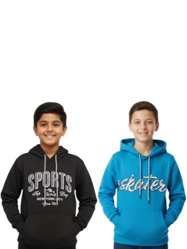 Boys Winter Hoodie - Fleece Fabric, Full Sleeves, Multiple Colors | Attached Hood, Comfortable Fit, Durable Stitching