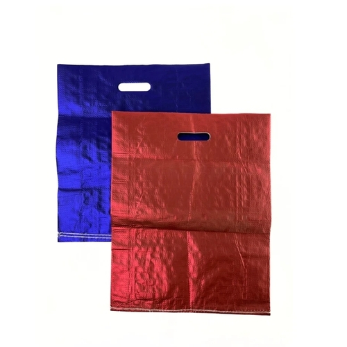 Pp Woven Raffia D Cut Bag - PP Material Blue/Red | Durable Lightweight Tear Resistant Moisture Resistant Flexible Weave